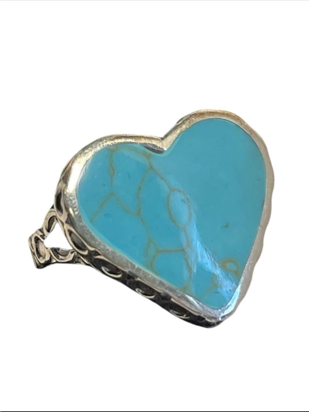 Sterling Silver Turquoise Heart Statement Ring size 8 - NWOT**